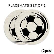 1 Set World Cup Football & Explosion Pattern Round Placemats, Suitable For Spring, Summer, Autumn And Winter. Designed With Multicolor Patterns, Made Of 100% Polyester Fabric - Multicolor - View 18