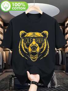 Nueva camiseta de manga corta para mujer de 180g,% algodón - Camiseta casual versátil con estampado de verano para hombre - Camiseta con estampado de verano para parejas - Unisex - Regalo para vacaciones - Negro - Ver 1