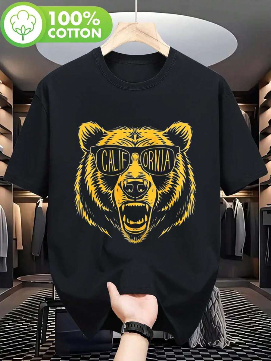 Nueva camiseta de manga corta para mujer de 180g,% algodón - Camiseta casual versátil con estampado de verano para hombre - Camiseta con estampado de verano para parejas - Unisex - Regalo para vacaciones - Negro - Ver 1