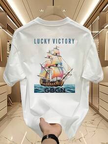 Nueva camiseta de manga corta para mujer de 180g,% algodón - Camiseta casual versátil con estampado de verano para hombre - Camiseta con estampado de verano para parejas - Unisex - Regalo para vacaciones - Blanco - Ver 11