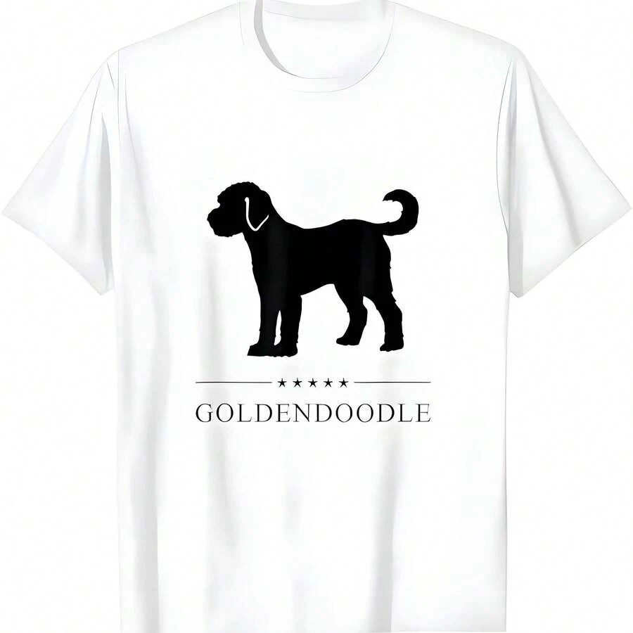 Camiseta de silueta negra Goldendoodle - Blanco - Ver 1
