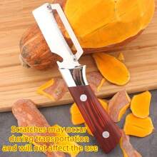 1pc Stainless Steel Vegetable Peeler With Wooden Handle, Forged Stainless Steel Blade, Ergonomic Non-Slip Wooden Grip, Versatile For Peeling And Slicing Fruits And Vegetables, Suitable For Home Cooking And Professional Chefs, Random Color - Multicolor - View 14
