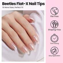 Beetles 320Pcs 16Sizes Flat-X Almond Medium Nail Tips Kit, 20g Hand-Free Nail Glue Gel, 10ml Glue Remover, 7.5ml Base Gel & Top Coat With Mini UV Lamp, Acrylic Press On Nail Extension DIY Home Manicure - 320Pcs Almond Medium (Hand-Free Glue+Remover) - 查看 6