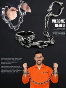 1 Plastic Chain Prop , Wrist Release Handcuffs, Large Prison Body Release Chain, Suitable For Costume Parties, Ghosts And Monsters Do Not Give Candy Props. The Prison Chain Is Made Of High-Quality Plastic, Lightweight, Comfortable To Wear, Not Bulky, Very Suitable For Prisoner Performances, Very Suitable For Party Role-Playing, Stage Performances - Multicolor - View 5