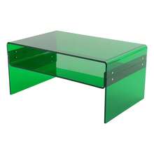 GDAE10 Acryl Beistelltisch 2 Etagen, Couchtisch 2-stufiger Sofa Tisch mit 40kg Belastbarkeit, Moderner Rechteckiger Wohnzimmertisch mit Ablage, Grün, 80x50x38cm - Standard - Übersicht 2