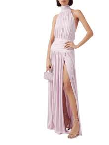 Sleeveless Halter Dress With Open Back, Full Skirt And Side Slit, European And American Style. - 淺灰紫 - 查看 5