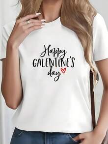 Women's Valentine's Day T-Shirt - "Happy Best Friend's Day" Print, White Cursive Lettering And Hearts - Casual Black Short Sleeve Crew Neck T-Shirt For Best Friend Parties, Gifts, Everyday Wear - Plus Size Women's T-Shirt For All Seasons, 100% - 白色 - 查看 8