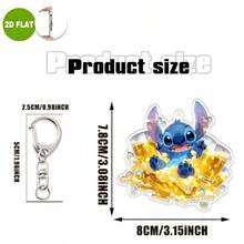 1個 2D扁平 Lilo & Stitch 史迪仔戴花環彈吉他壓克力鑰匙圈，中性款，粉絲必備，實用且時尚的鑰匙圈/鑰匙環，適合假期、生日、情人節、聖誕節 - 彩色 - 查看 9