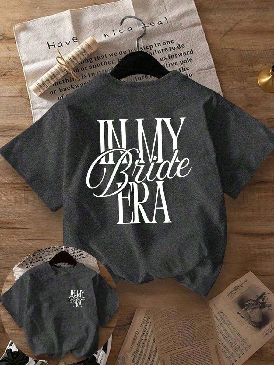 The Era Of The Everyday Casual Girlfriend For Women Has Arrived/I've Officially Entered Girlfriend Mode/I'm Now The Girlfriend Legend. Short-Sleeved Crew Neck Sweatshirt For Spring, Autumn, And Winter, Suitable For Valentine's Day/Back To School, Summer White Color. - 灰色 - 查看 1