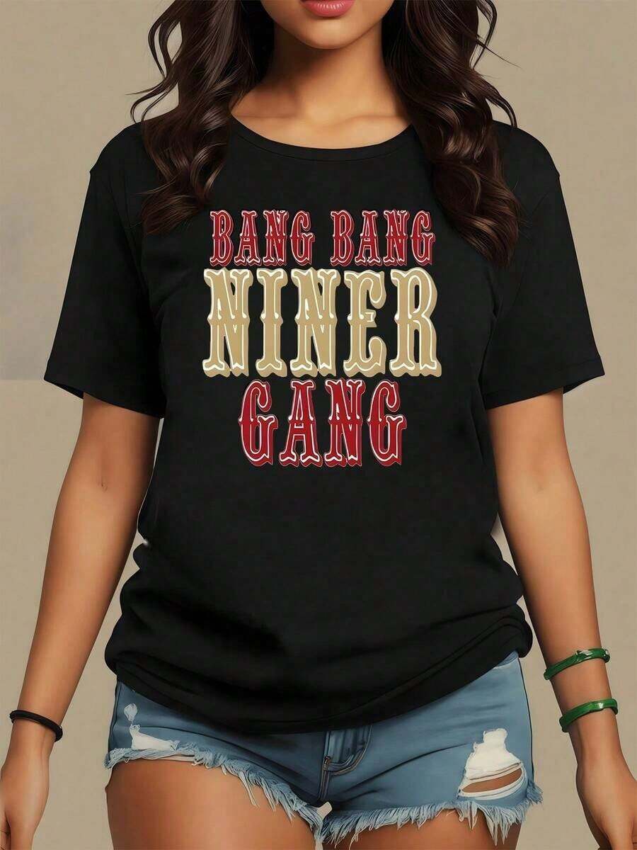 Large Lettering With A Bold Message Reflecting Rebellious Energy, Modern Urban Spirit, And Feminine Confidence-Perfect For Standing Out With Attitude And Strength. A Comfortable And Modern Casual Women's T-Shirt-Vintage Street Style Unisex Loose Cotton Short Sleeve Crew Neck Shirt - 黑色 - 查看 1