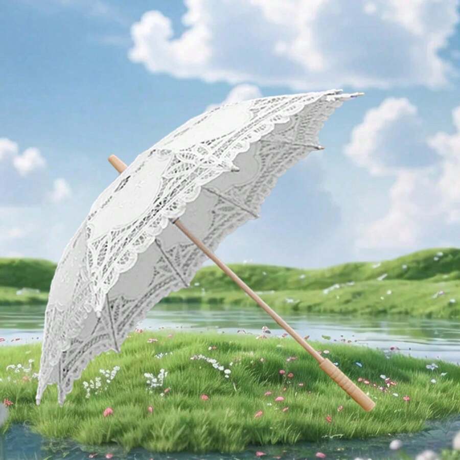 1pc Women's Fashionable Elegant Lace Parasol