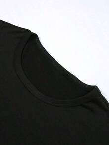 Camiseta de manga corta negra de estilo retro y divertido, de corte holgado, con estampado del eslogan "Former Teenage Dirtbag", top casual. - Negro - Ver 3