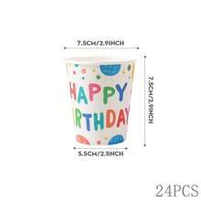 Colorful Polka Dot Happy Birthday Disposable Tableware Set, 7/9 Inch Party Plates Napkins Cups, Birthday Party Gift Celebration Decorations Disposable Paper Plates Napkins Cups, Suitable For Birthday Theme Party Supplies - Multicolor - View 6