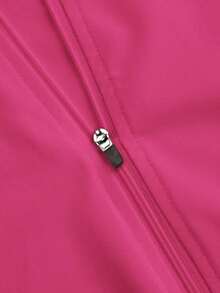 Chaqueta básica casual de ajuste ceñido con cremallera, cuello en V y manga larga para otoño/invierno - E - Rosa Fucsia - Ver 3
