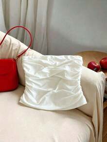 Top tubo plisado de unicolor simple, casual de verano - Blanco - Ver 3
