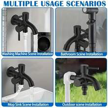 1-To-2 Faucet Splitter, Multifunctional Irrigation Faucet - Outdoor/Industrial Water Connector With Plug Valve, Rainwater Barrel And Washing Machine Outlet - Wall-Mounted With Installation Hardware, Suitable For Lawn And Washing Machine - Multicolor - View 7