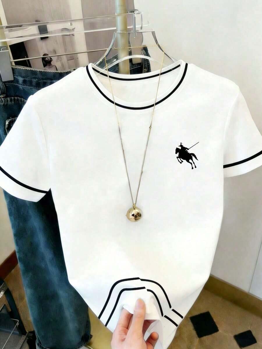 Women's Round Neck Short Sleeve T-Shirt With "I MISS YOU" Heart Pattern - 彩色 - View 1