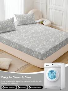 1pc Floral Print Ultra-Soft Fitted Bedsheet - Mattress Protector Only, Machine Washable, Suitable For Farmhouse, Fresh, And Ins Styles, Elevate Bedroom Fashion Ambiance, Multiple Sizes (King/Queen/Full/Twin) Fit For Home/Dorm/Apartment/Guest Room/Vacation Rental And Gifts - Multicolor - View 8