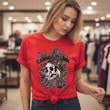 Camiseta de algodón con estampado gráfico "Beautifully Broken" de Jelly Roll para mujer, manga corta, cuello redondo, estilo casual, diseño vintage de calaveras y rosas, moda inspirada en la música, cómoda para uso diario, adecuada para primavera, verano y otoño. - Rojo - Ver 7