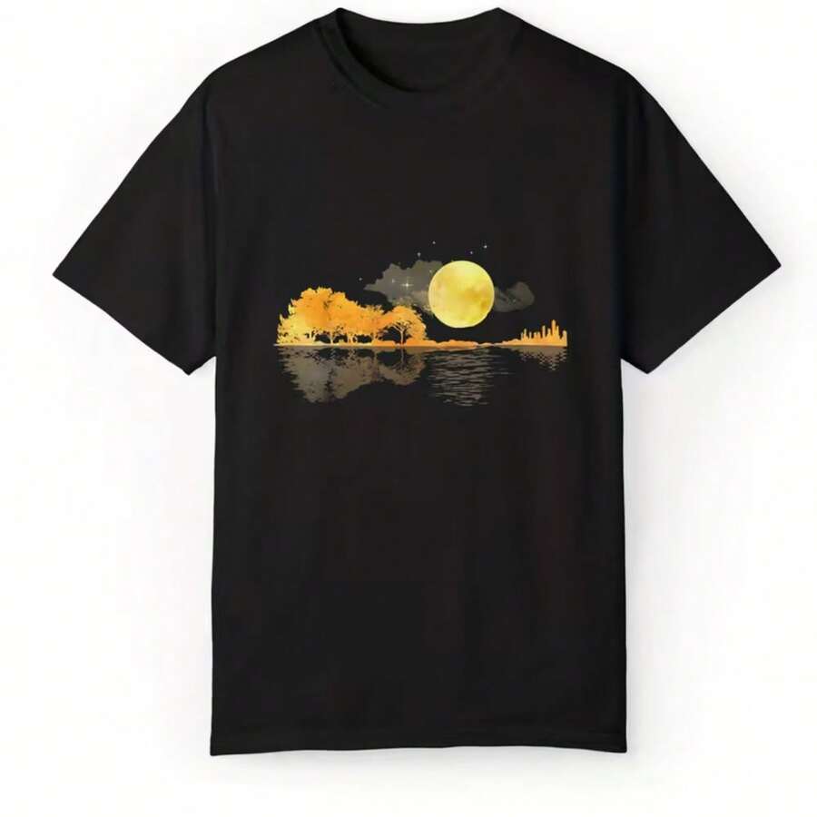 Printed T-Shirt For Men And Women - 黑色 - 查看 1