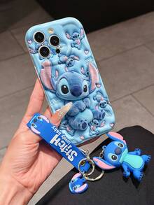 Disney Lilo And Stitch Phone Case : 3D Fluffy Pattern Border Protector Phone Soft Phone Case With A Free Cute Stitch Bracelet Chain Lanyard, Stitch, Lilo, Angel, For Apple 17 Promax 17 Pro 16 15 14 13 12 11 Pro Max XS Max X XR Soft Cover Summer Phone Case - 白色 - 查看 3