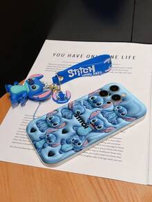 Disney Lilo And Stitch Phone Case : 3D Fluffy Pattern Border Protector Phone Soft Phone Case With A Free Cute Stitch Bracelet Chain Lanyard, Stitch, Lilo, Angel, For Apple 17 Promax 17 Pro 16 15 14 13 12 11 Pro Max XS Max X XR Soft Cover Summer Phone Case - 白色 - 查看 6