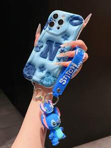 Disney Lilo And Stitch Phone Case : 3D Fluffy Pattern Border Protector Phone Soft Phone Case With A Free Cute Stitch Bracelet Chain Lanyard, Stitch, Lilo, Angel, For Apple 17 Promax 17 Pro 16 15 14 13 12 11 Pro Max XS Max X XR Soft Cover Summer Phone Case - 白色 - 查看 4