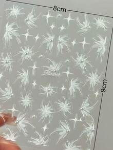 1pc Cool White Starry Face Sticker, Suitable For Ancient Chinese Costume, Nature-Inspired Makeup, Music Festival, Party, Cosplay Stage Makeup, Waterproof Adhesive Decorative Sticker With Pearl Accents - Multicolor - View 5