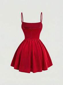 MEXSHEIN MOD Vestido Camisero Con Cintura Plisada Para MujerMEX VP9U - Rojo 2 - Ver 5