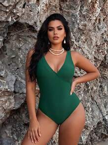 Plus Size One-Pieces - màu xanh lá - Xem 2