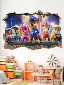 1pc Paw Patrol-Themed Cartoon Wall Sticker Includes A Variety Of Puppy-Shaped Wall Stickers. It Features A Self-Adhesive Design - Cartoon - View 3