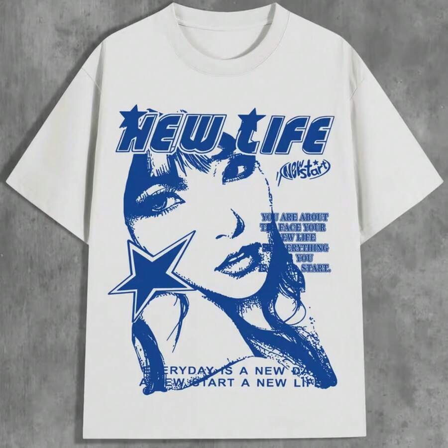 Printed T-Shirt For Men And Women - 白色 - 查看 1
