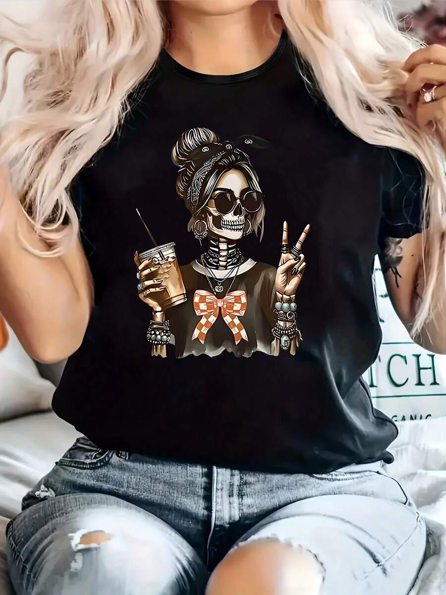 Talla Grande - Talla Grande - Camiseta Casual para Mujeres de Talla Grande, con Cuello Redondo, Mangas Cortas y Material Ligeramente Elástico, Diseñada para la Comodidad en Todas las Estaciones