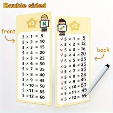 Juego de tarjetas didácticas de matemáticas 0-12 para niños, con tarjetas de aprendizaje de suma, resta, multiplicación y división, incluye 2 marcadores de borrado en seco y anillo de encuadernación - Multicolor - Ver 5