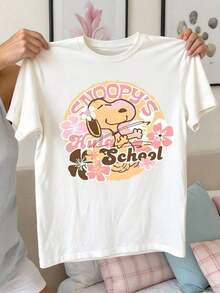 -Short-Sleeved T-Shirt With Print For Children, Loose Fit, Basic Everyday Use, Short-Sleeved T-Shirt. - 白色 - 查看 3