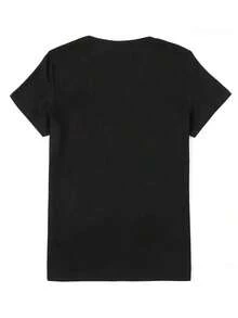 Women's Breathable Short Sleeve Crew Neck Casual T-Shirt - Volleyball T-Shirt - Black And White Graphic Volleyball T-Shirt With Player In Action Design - For Volleyball Matches And Casual Wear - Spring/Summer/Autumn Top - Volleyball Clothing, Blouse, Shirt > Beautiful. - 黑色 - 查看 3