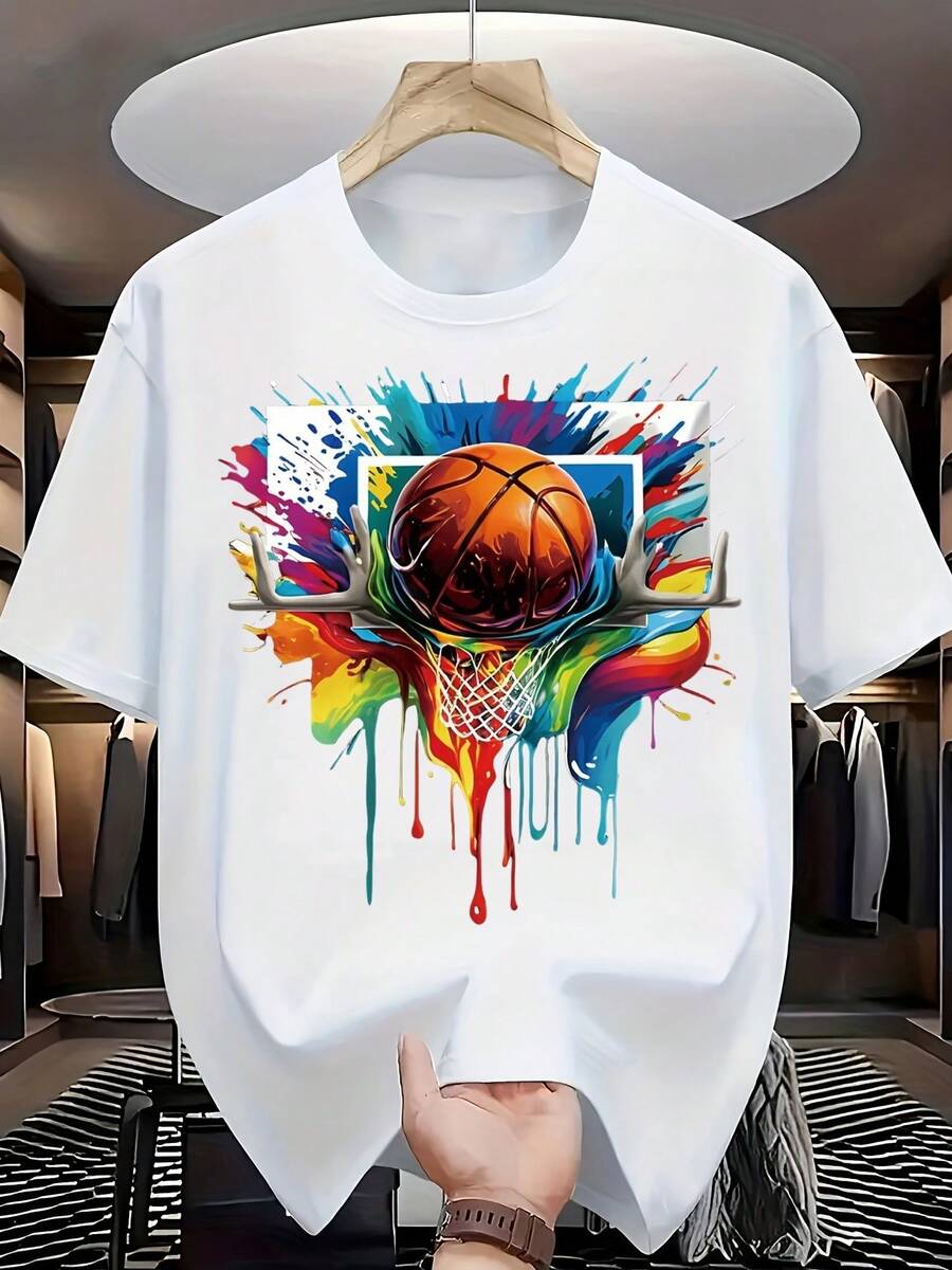 Men's T-Shirt With Elegant Print - 白色 - 查看 1