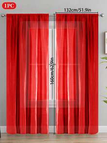 1pc Solid Color Semi-Blackout Curtain, Rod Pocket Design Room Divider Curtain, Suitable For Living Room, Bedroom, Wedding, Party Backdrop Decoration, 70gsm - Multicolor - View 56