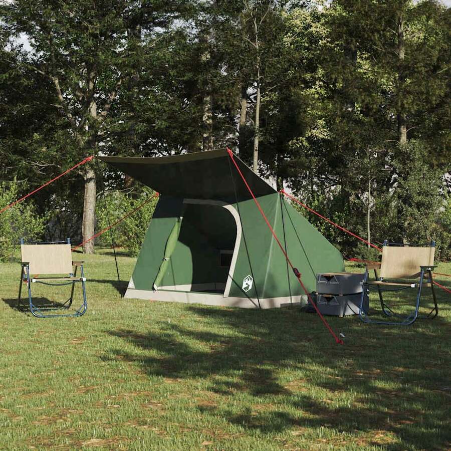 Campingzelt mit Dach mit Speicher Grün 282 x 225 x 154 cm Taft - Grün - Übersicht 1
