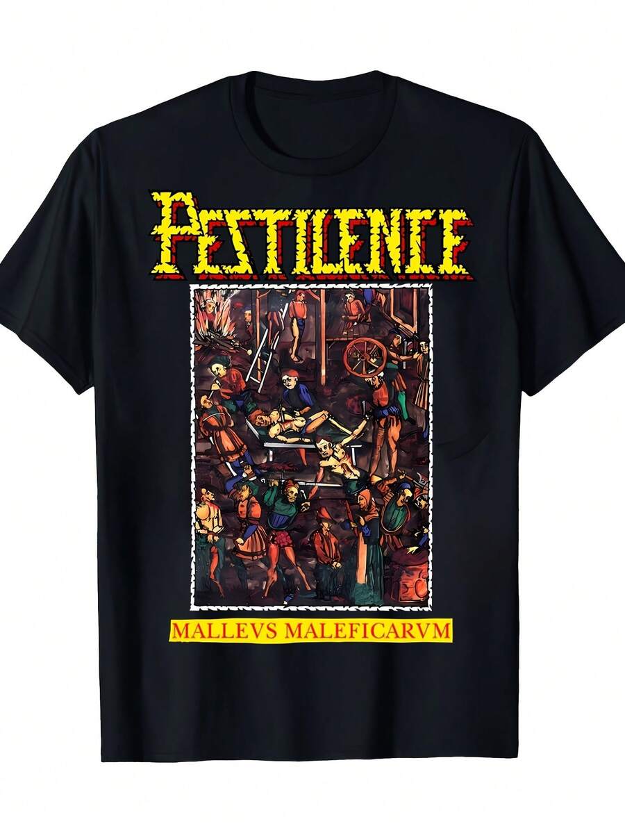 Maleficarvm Gothic Death Metal Band Logo Print T-Shirt By Mallevs For Men And Women. Soft And Essential For All-Season Casual Streetwear, This Versatile, Affordable Everyday Wear Makes A Perfect Gift For Fans And Friends. With Its Crisp, Streamlined Cut, This Garment Creates A Clean And Vibrant Look. Its Relaxed Yet Flattering Silhouette Suits All Body Types, Offering A Style That Is Both Casual And Sophisticated. - 黑色 - 查看 1