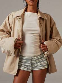 Shorts de punto a rayas para mujer, ropa de otoño para mujer, regreso a clases, leggings - Multicolor 2 - Ver 4