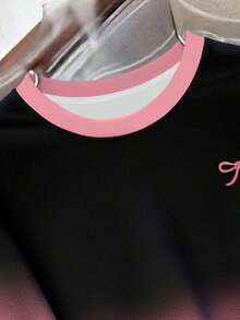 Blusa casual para mujer, diseño de estampado de mariposa, degradado de rosa y negro, adecuada para uso al aire libre, vacaciones, verano, citas, camiseta de manga corta para mujer - Multicolor 3 - Ver 4