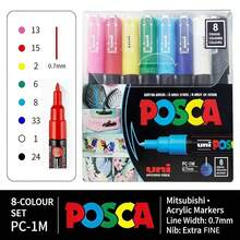 1pc UNI PC-1M 0.7mm Acrylic Fiber Tip Poster Marker, Waterproof, For Students, Office, Painting, Art, Back To School - PC-1M 0.7mm - View 6