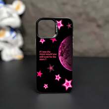 Luna rosa y estrellas con temática espacialfunda de teléfono Fundas compatibles con ,Apple,VIVO,OPPO,,, y Honor.Fabricadas en silicona TPU,ofrecen protección contra golpes y caídas. - Negro - Ver 2