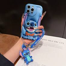 Disney Lilo And Stitch Phone Case : 3D Fluffy Pattern Border Protector Phone Soft Phone Case With A Free Cute Stitch Bracelet Chain Lanyard, Stitch, Lilo, Angel, For Apple 17 Promax 17 Pro 16 15 14 13 12 11 Pro Max XS Max X XR Soft Cover Summer Phone Case - 白色 - 查看 1
