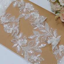 1 Yard Heavily Beaded & Sequined Lace Trim, Mesh Fabric For DIY Wedding Dress Decoration - Lace - View 1