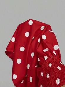 Vestido largo bandeau de lunares para mujer, minimalista y de moda, adecuado para el verano, vestido de lunares - Rojo - Ver 6