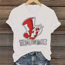 Unisex Anime Girl Print T-Shirt, Plus Size, Pink Character Graphic Design, Casual Loose Fit For Women And Men, 100% Cotton, Suitable For Versatile Casual Wear In Spring, Summer And Autumn. - 白色 - 14 - 查看 2