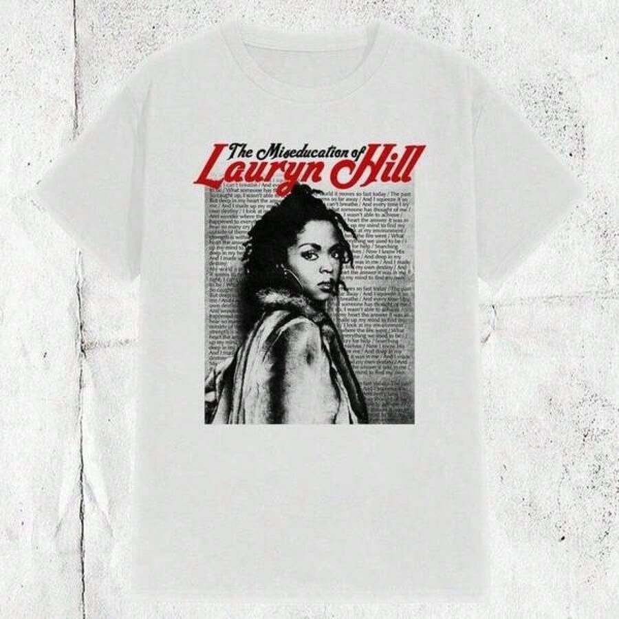 Camisetas estampadas de moda80s 90s Lauryn Hill Singer The Fugees Band T-Shirt,Conjuntos familiares a juego, camisetas divertidas para mujer en español, camisetas para niños y niñas, camisetas del Mundial 2026, camisetas de dibujos animados/anime, camisetas con estampado de gatitos. - Blanco - Ver 1