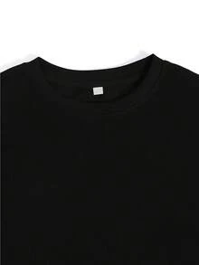Designed For Modern, Stylish, And Comfortable Women. Women's 180g 'ABOSISE' Printed T-Shirt - Perfect For Family Gatherings, Office Parties, And Holiday Gifts! This Fashionable Short-Sleeved T-Shirt Features Comfortable Fabric, Ideal For Spring And Autumn. Made From Premium Soft And Breathable Fabric, It's Designed For All-Day Comfort And Versatile Everyday Wear, Perfect For Casual Outings. - 黑色 - 查看 5